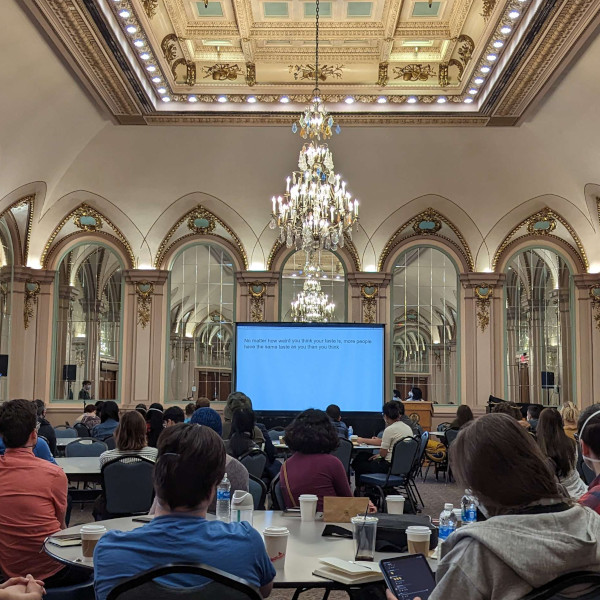 Brianni Lei's keynote talk in the Pitt Union ballroom